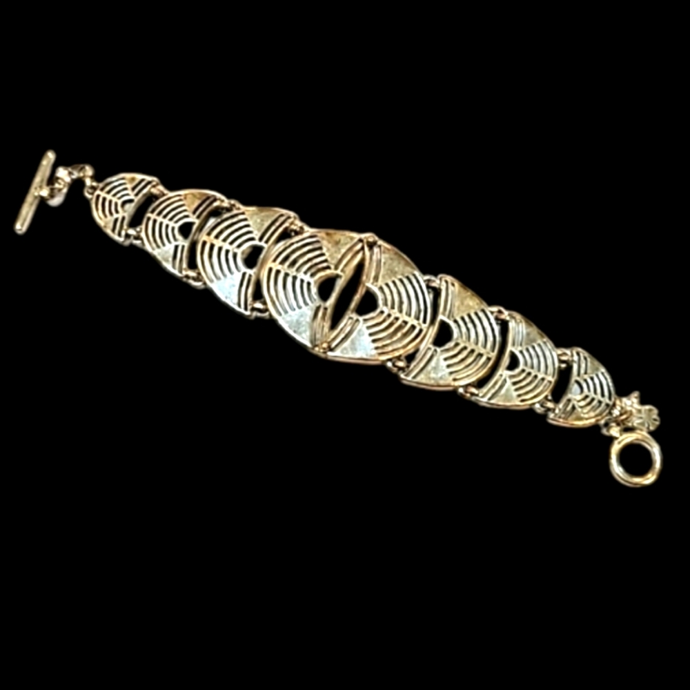 LUCKY BRAND GRADUAL GEOMETRIC CRESCENT MOON TOGGLE CLASP‎ SILVER BRACELET